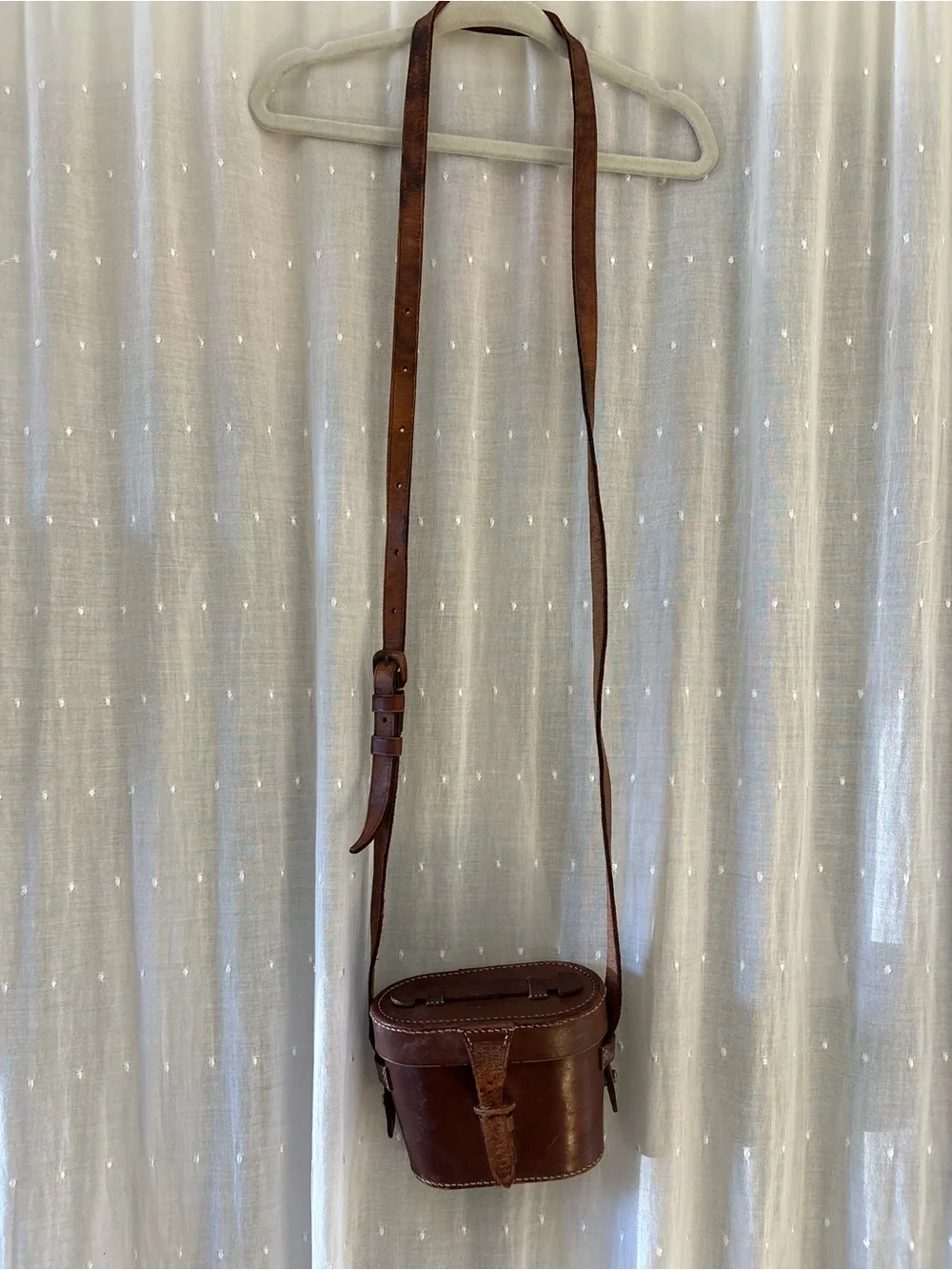 vintage brown leather case for binoculars
